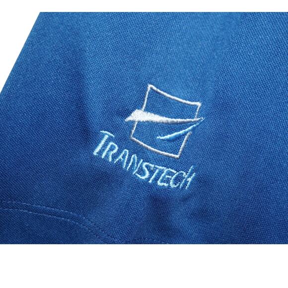 Nike Golf Dri-FIT Blue Polo Shirt Men's L Transtech Logo Embroidery Short Sleeve - Picture 2 of 4